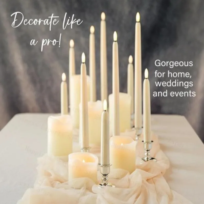 8/1PCS Long LED Candles Flameless Battery Powered Pointed Candle Light Flickering Candle Light for Home Event Christmas Decor