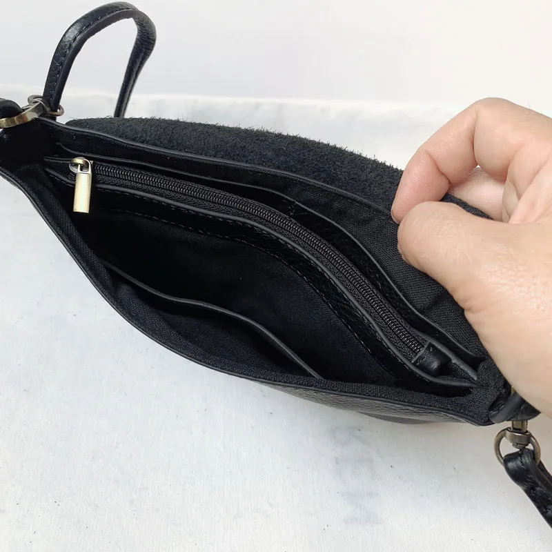 Women's Genuine Soft Leather Crossbody Bag Mini Minimalist Phone Pouch Travel Shopper Korean-Style Retro Ladies Shoulder Purse