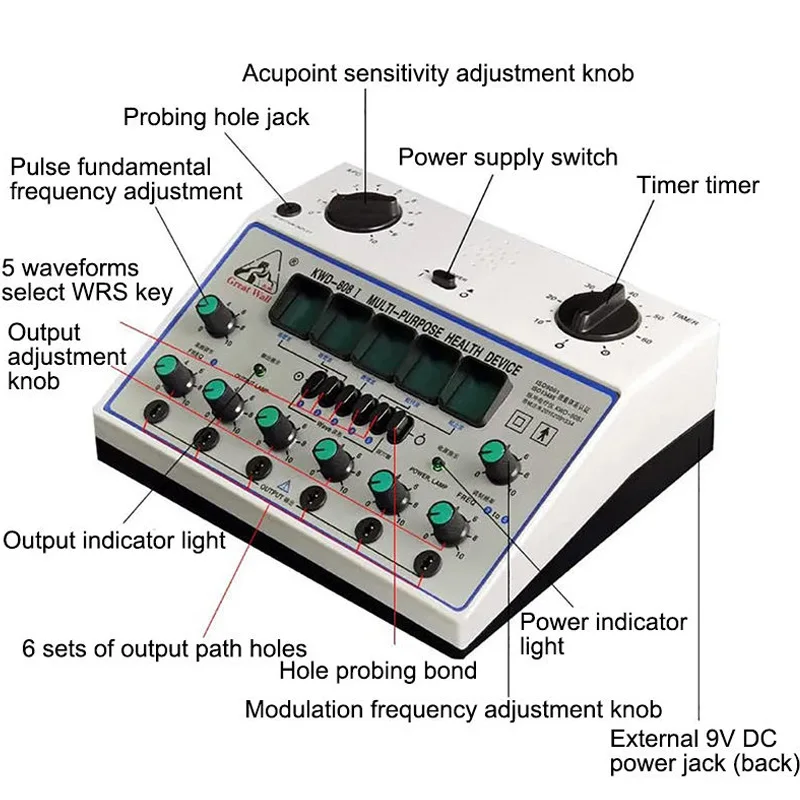 Portable TENS EMS Electric Acupuncture Stimulator Machine Electrical Nerve Muscle Stimulator 6 Channels Output Patch Massager