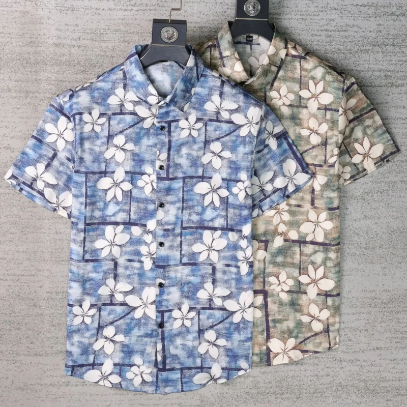 

Men's Vintage Floral Shirt, Short Sleeve Hawaiian Aloha Shirt Retro Beach Style