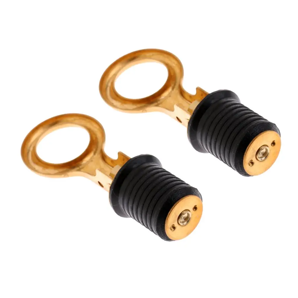 MagiDeal 2 Pcs Rubber Brass Snap Flip Style Boat Livewell Baitwell Hull Drain Plug 1'' Plumbing Fittings