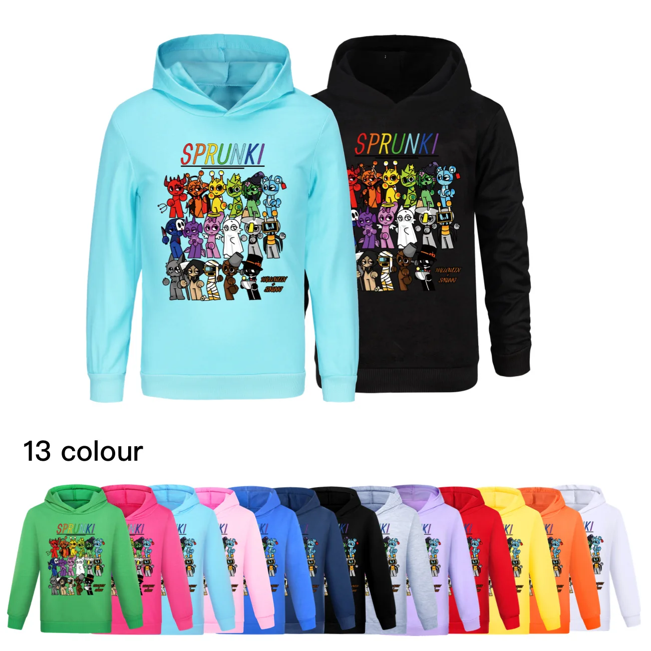 Sprunki Hoodies Kids Long Sleeve Shirt Game Incredibox Hooded Pullover Autumn Fashion Girl Sweatshirts Boys Sweater Streetwear