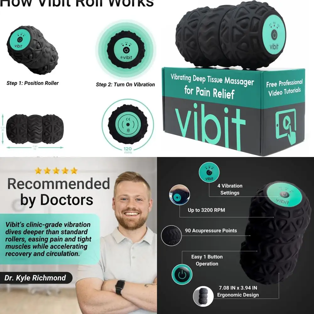 

Portable Electric Massager for Plantar Fasciitis, Sciatica, and Pain Relief, 3-Level Vibration, Ideal for Feet to Neck, Black