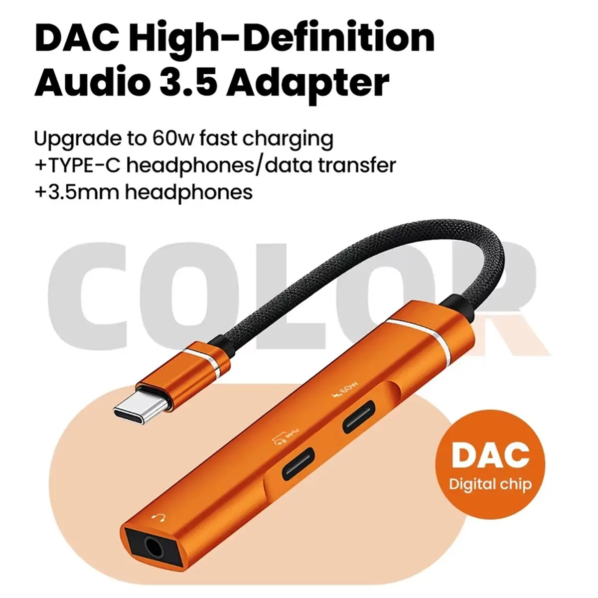 2026 New  Audio 3.5 Adapter Type-C HUB Splitter for Converting Mobile Phones Tablets to Digital Analog Audio Conversion A
