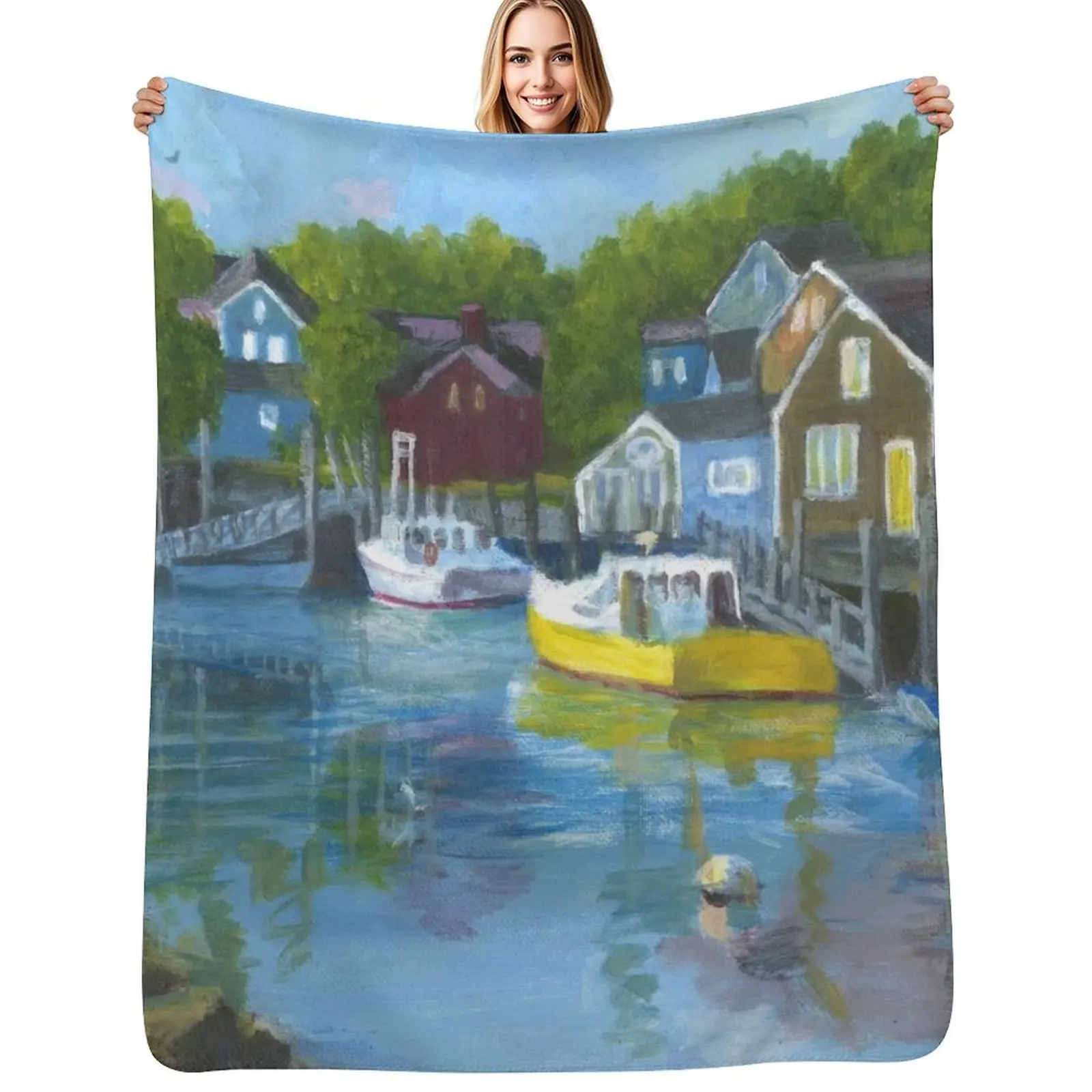 

Portsmouth New Hampshire View from Fish Coop on Pierce Island Throw Blanket Breathable Lightweight Blanket for Adults Kids
