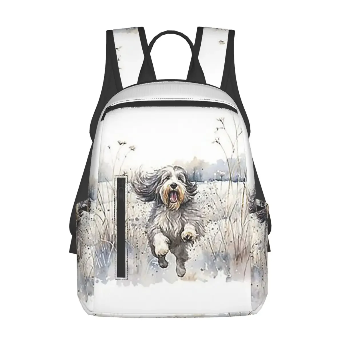 

Bearded Collie Dog Paw Prints Backpack Daypack Large Capacity Children BookBag School Bag Shoulder Bags for Men Women