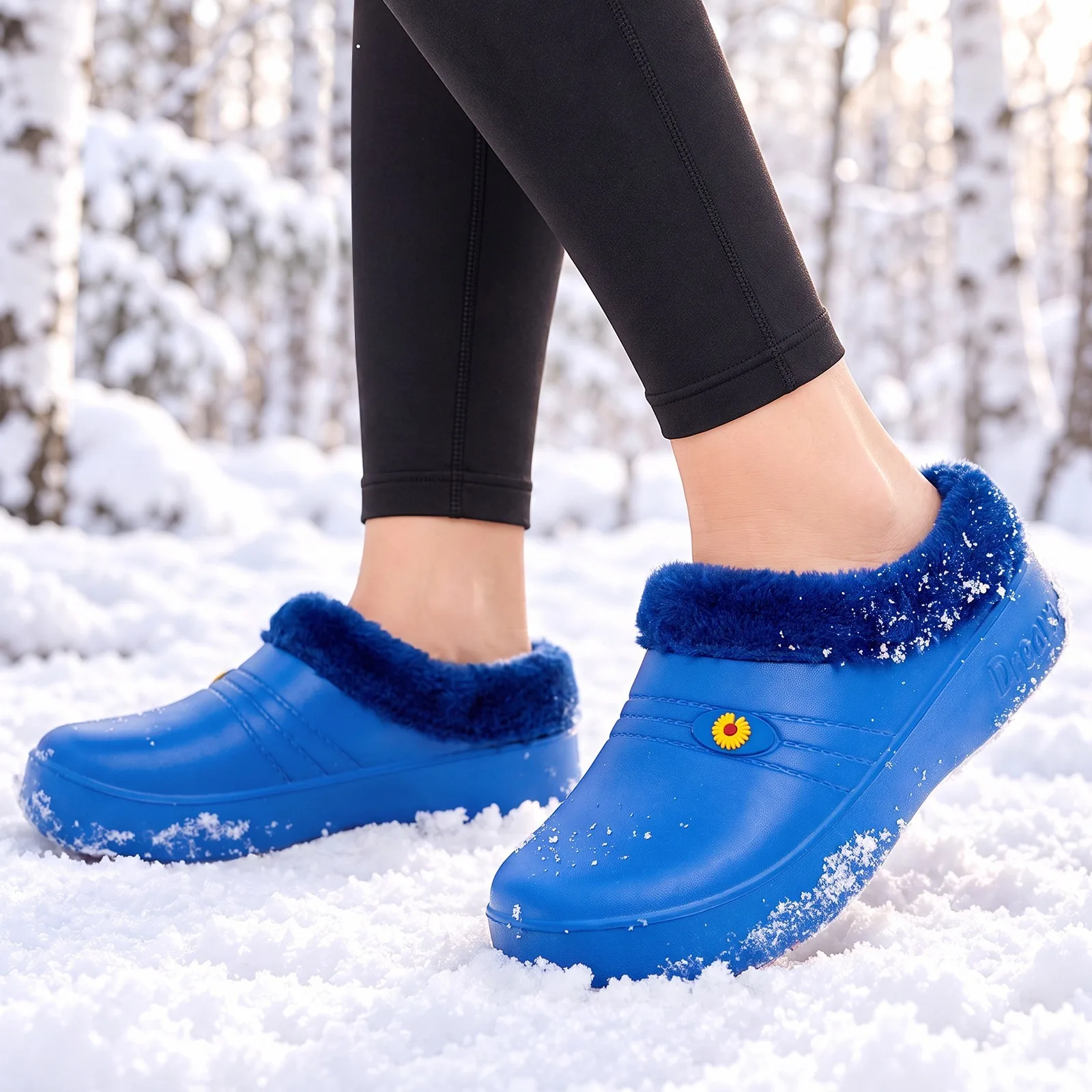 Baumwollschuhe für Damen im Winter, mit dicker Samtoptik und warmer Lederoberfläche, können mit einer dicken Sohle und leichtem Baumwollfutter getragen werden. – Detail 8