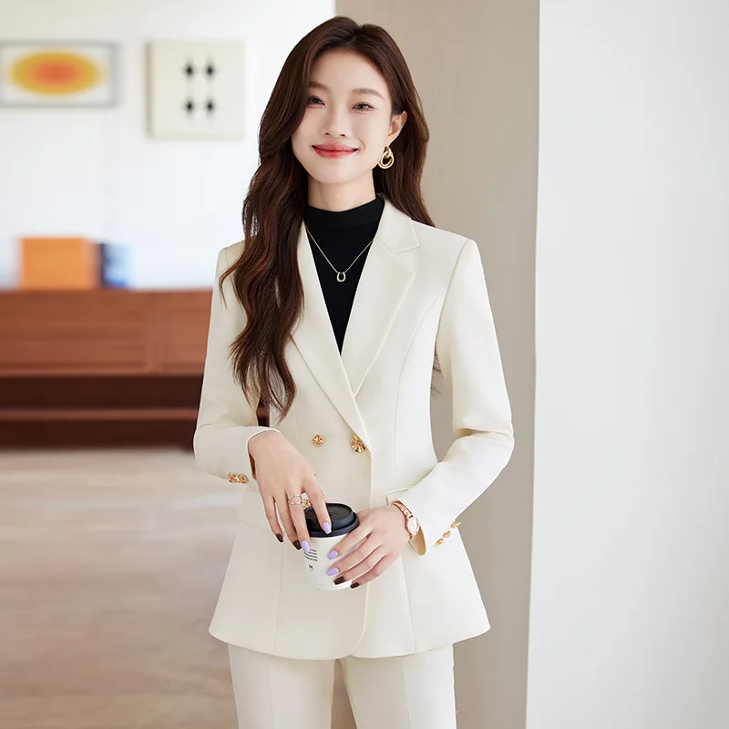 الخريف الشتاء طويلة الأكمام المرأة الرسمية بدل رجالي الإناث السيدات الأعمال ملابس العمل 2 قطعة مجموعة السترة وبنطلون النساء الملابس