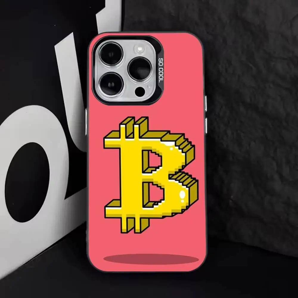 Bitcoin P-Pattern Art Phone Case For iPhone 17,16,15,14,13,12,11,Pro,Max,Plus,E,Air,Mini Black Tpu Cover