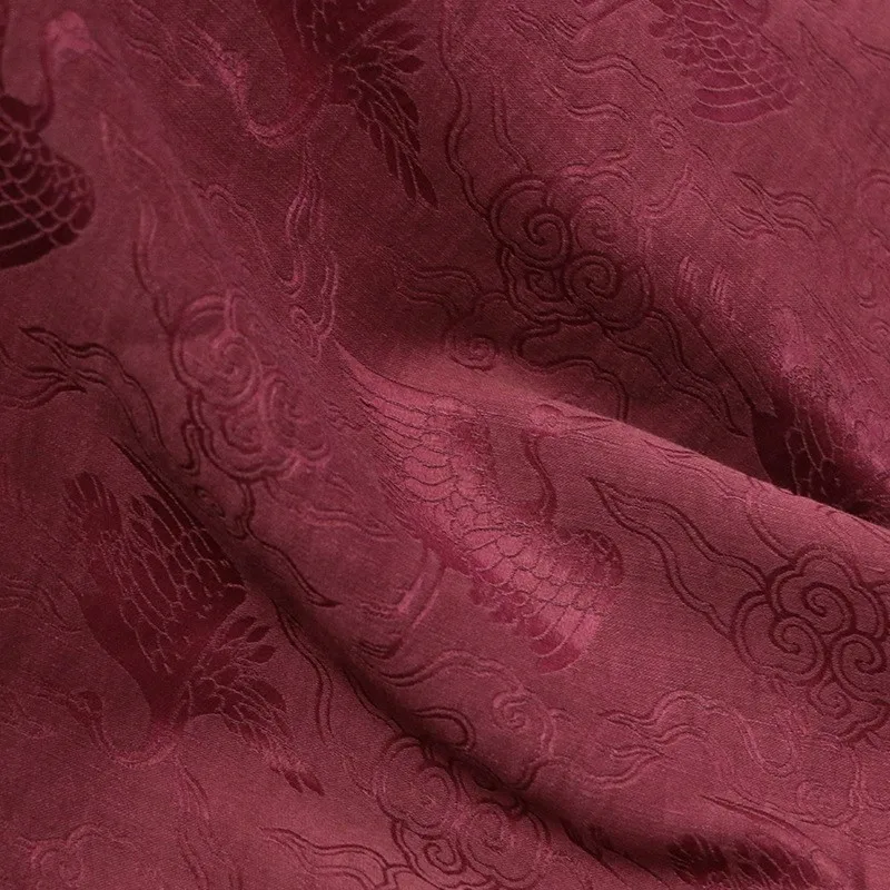 The designer of vintage cheongsam and Hanfu made ramie silk jacquard satin Xiangyunsha fabric old material