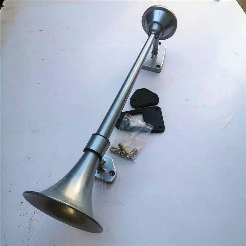 12V 24V Single Long Trumpet Heavy Bass Air Horn Top‑mount For New & Old Truck Cab Modification