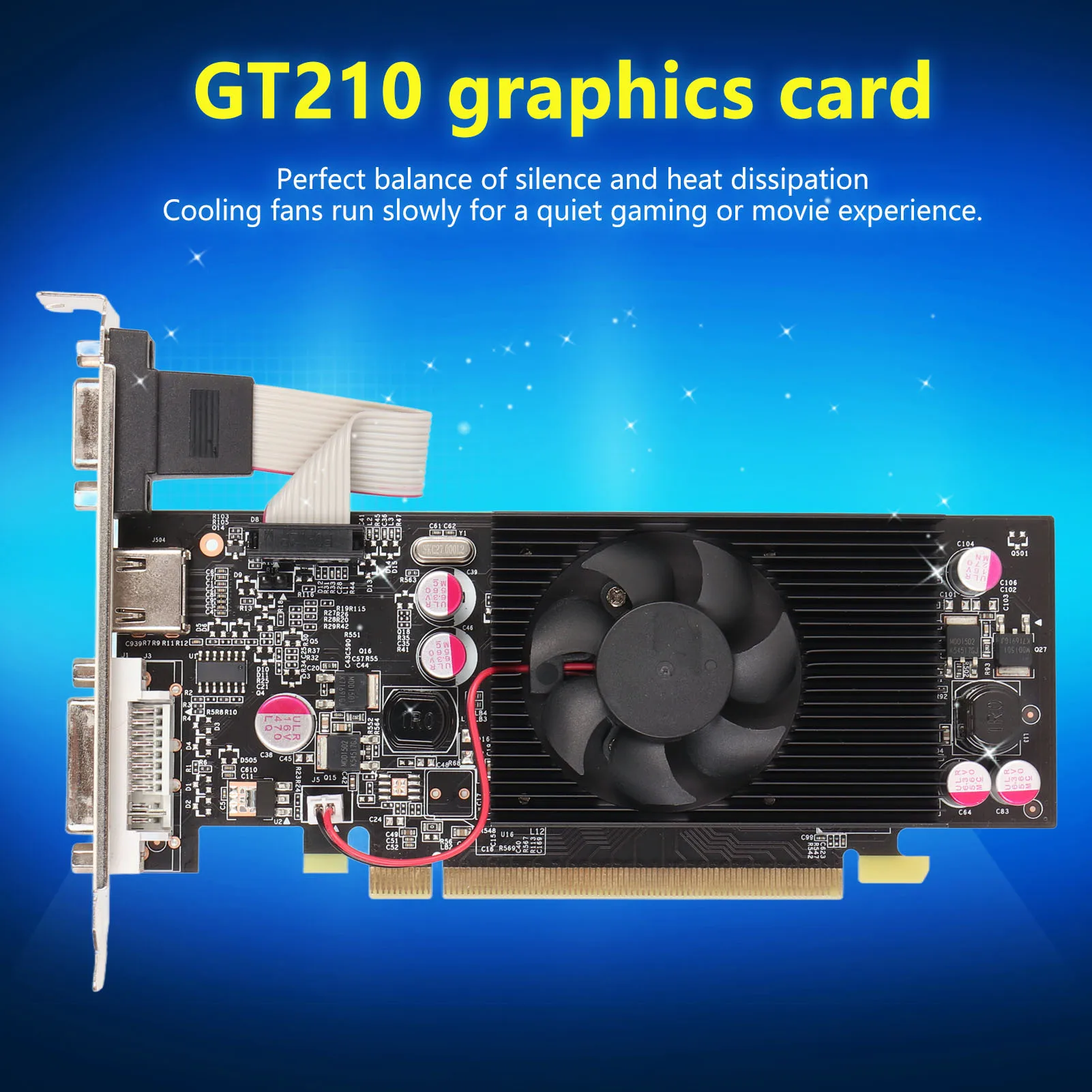 GT210 1G DDR2 64bit Graphics Card Support DVI VGA HD Multimedia Interface for DirectX10.1 Gaming Graphics Card