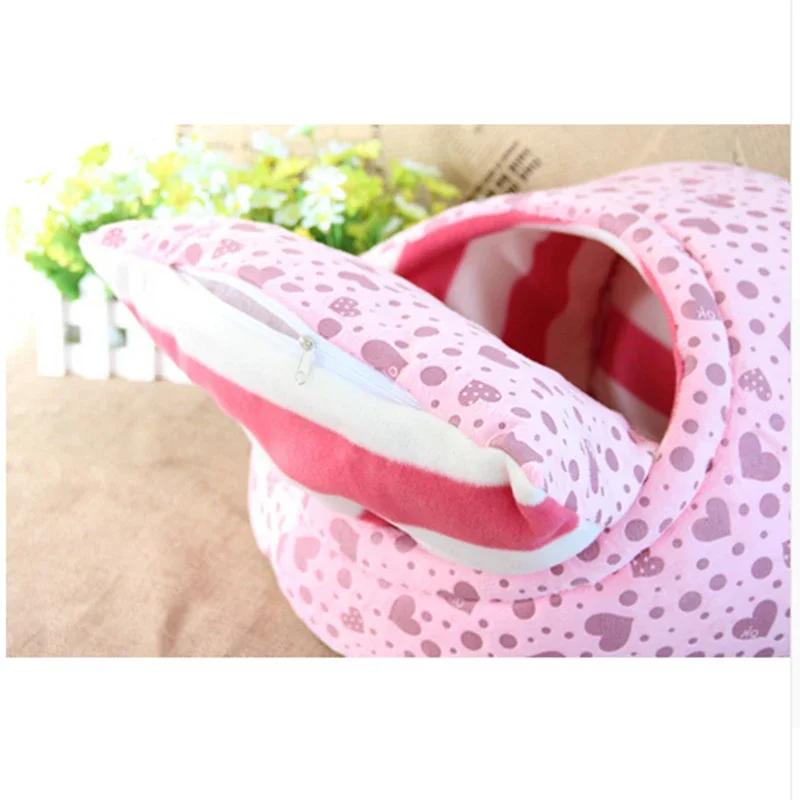 Pet dog bed house cat nest dog house cat bed kennel pet bed warm princess bed dog beds for small dogs cat house washable