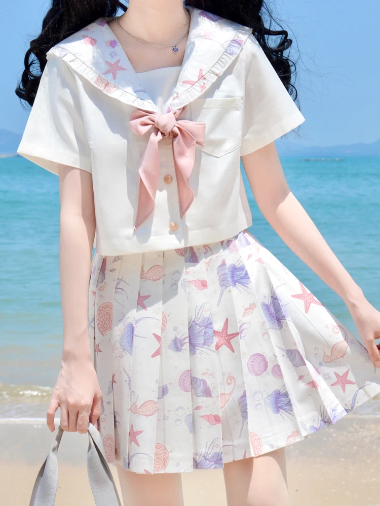 2024 Japanese College Style JK Uniform Outfits Summer Basic Campus Sweet Sailor Suit Comfortable and Breathable Cartoon Clothes