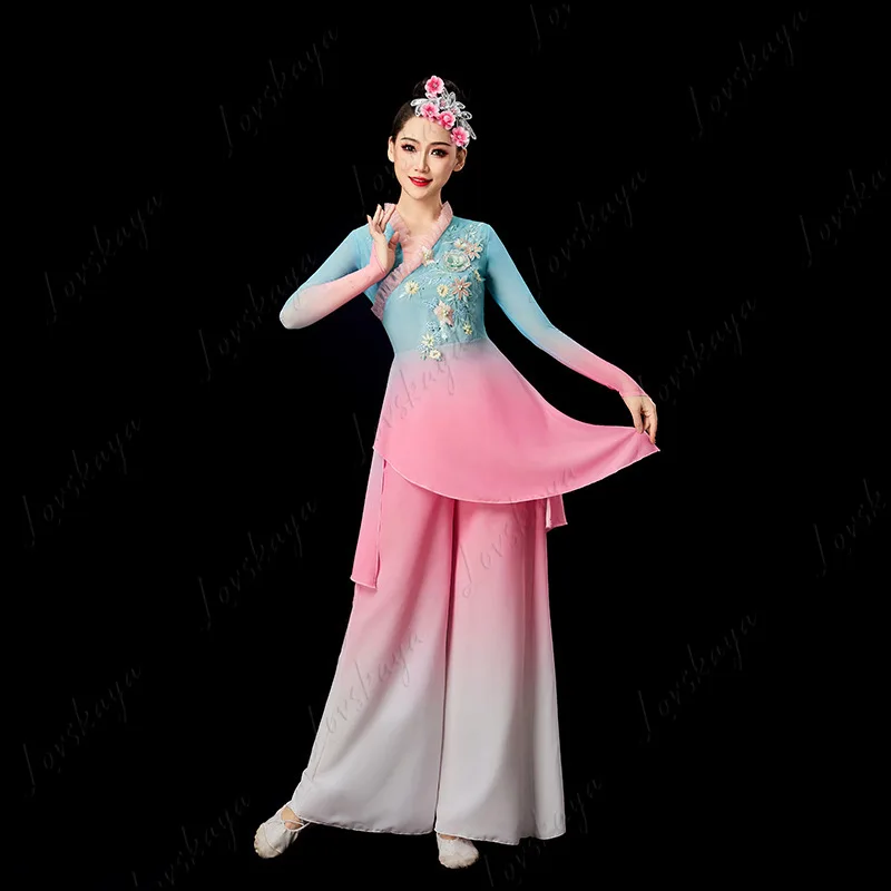 Women Classical Dance Dress Traditional Yangge Costume Elegant Gown for Fan Dance Umbrella Dance Stage Show