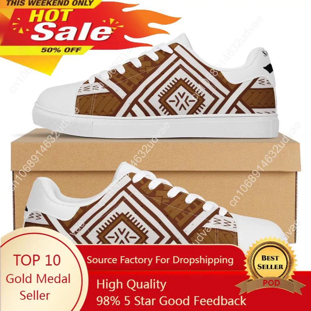 

Retro Style Polynesian Samoa Tribal Flat Sneaker Samoan Map Print Custom Fashion Walking Sport Shoes Light Women Running Shoes