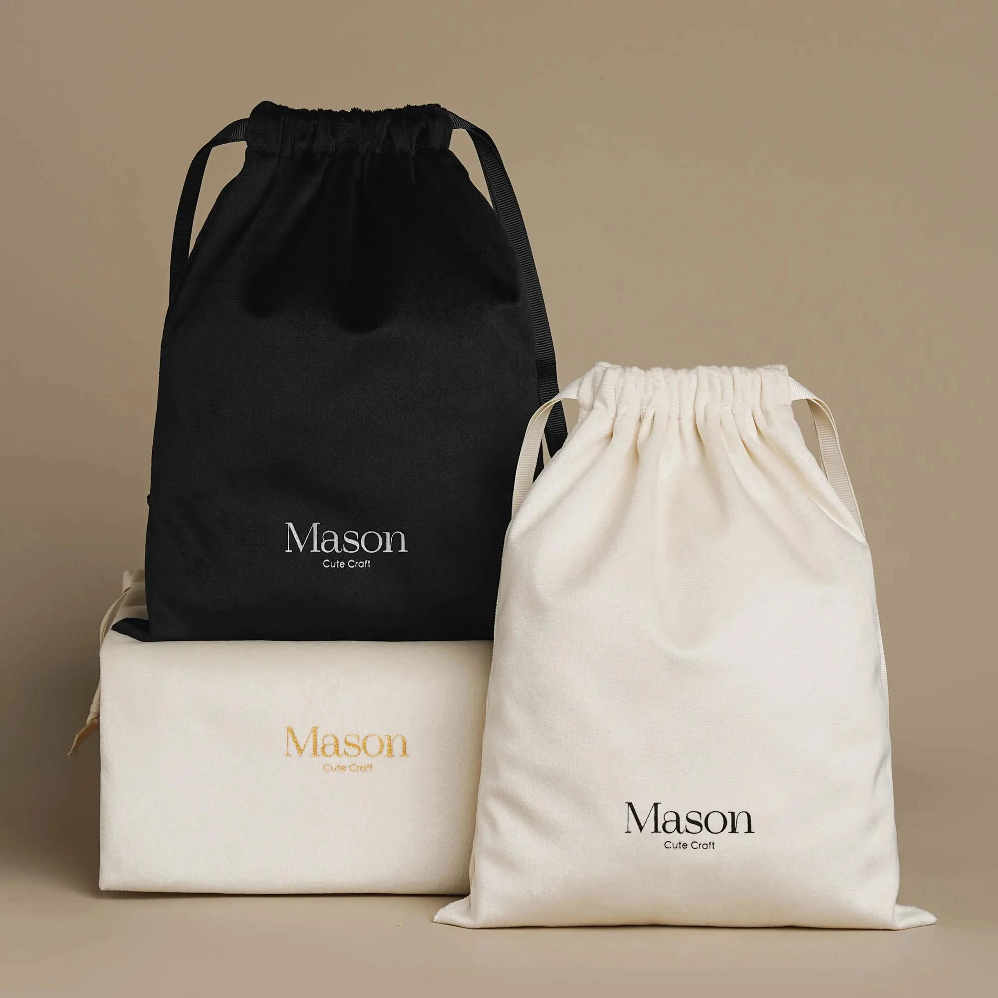 Customizable Logo Size Velvet Drawstring Bags for Cosmetic Handbag Clothes Dust Protection Bag