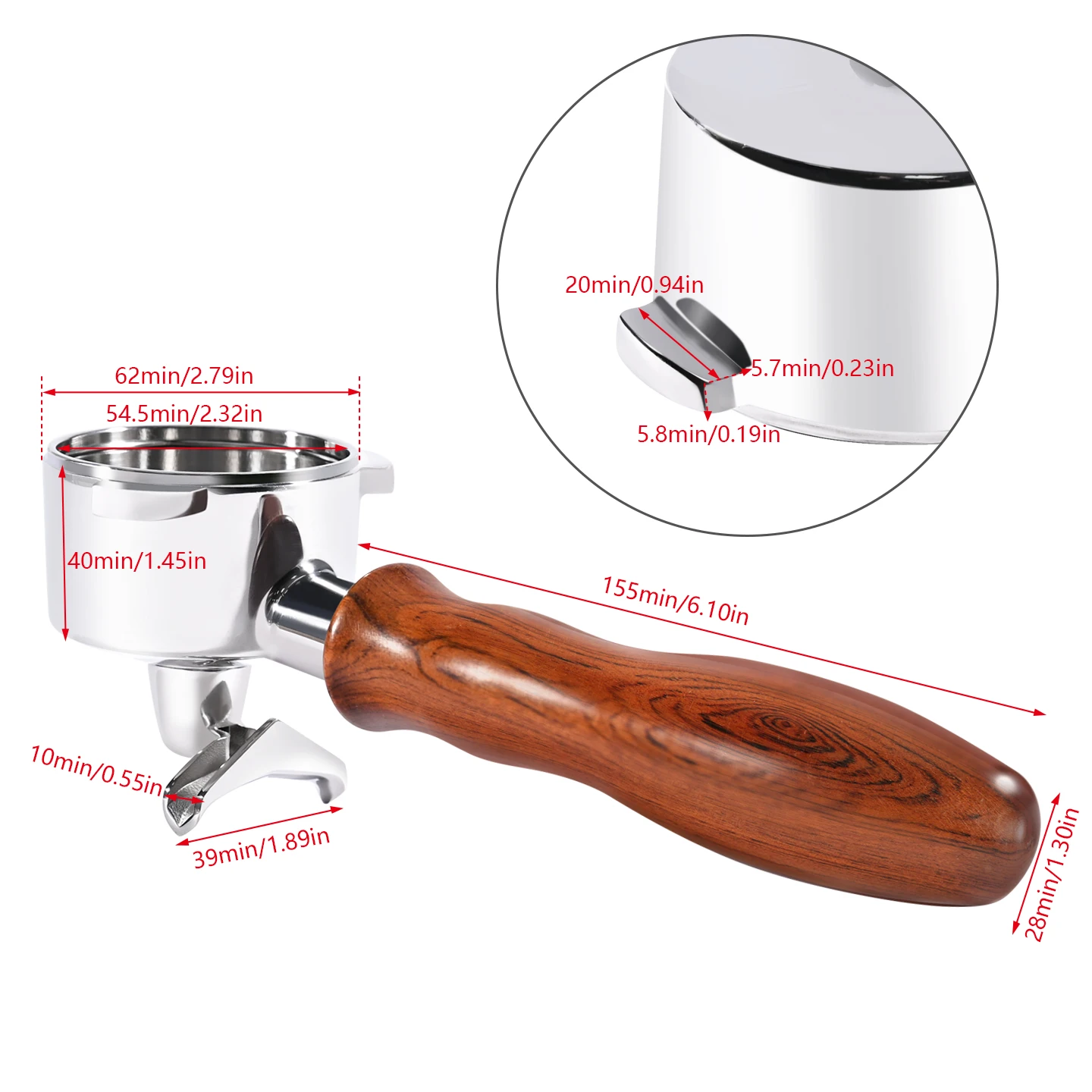 54mm Double Spout Stainless Steel Portafilter For Breville 870 878 880 With 2 Cup Basket Coffee Espresso Machine  Barista Tools