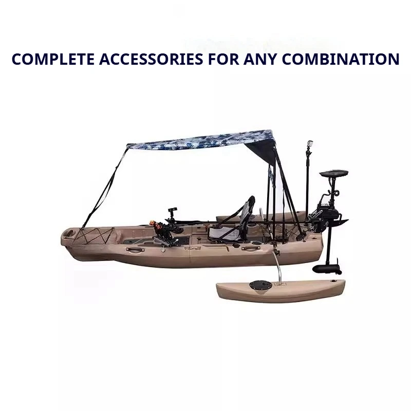 LLDPE Modular Kayak Canoe w/Pedal & Electric Drive, Fishing Boat Adjustable Seat Hard Shell Portable Roll-Molded Raft #3