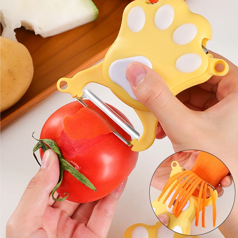 

Cat's Paw Retractable Mini Peeler Portable 3in1 Fruit Peeler Peeling Tool Foldable Peeler for Household Kitchen Multifunctional