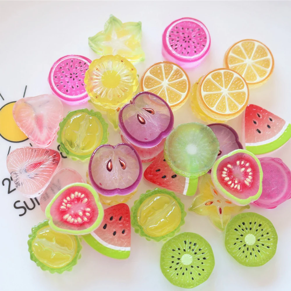 10PCS Pineapple Fruit Slices Miniature Flat Back Resin Cabochons For Hairpin Scrapbooking DIY Home Decor Craft Accessories