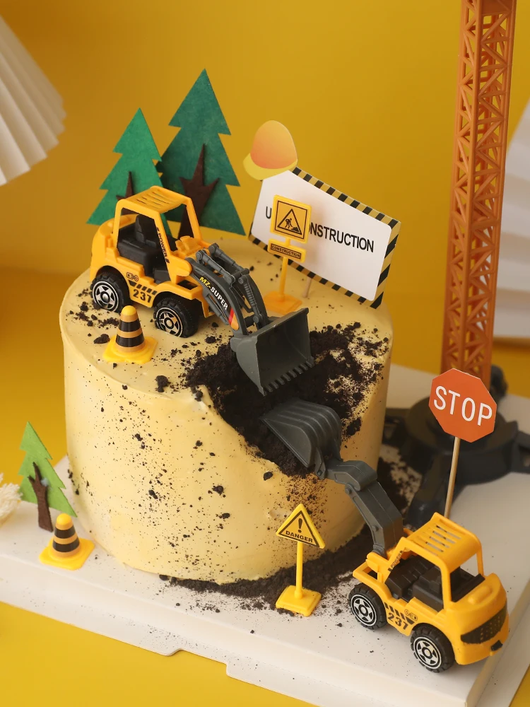 Big Crane Tractor Construction Birthday Cake Decor Vehicle Topper Party Construction Party One Year Birthday Boy 1st Baby Shower
