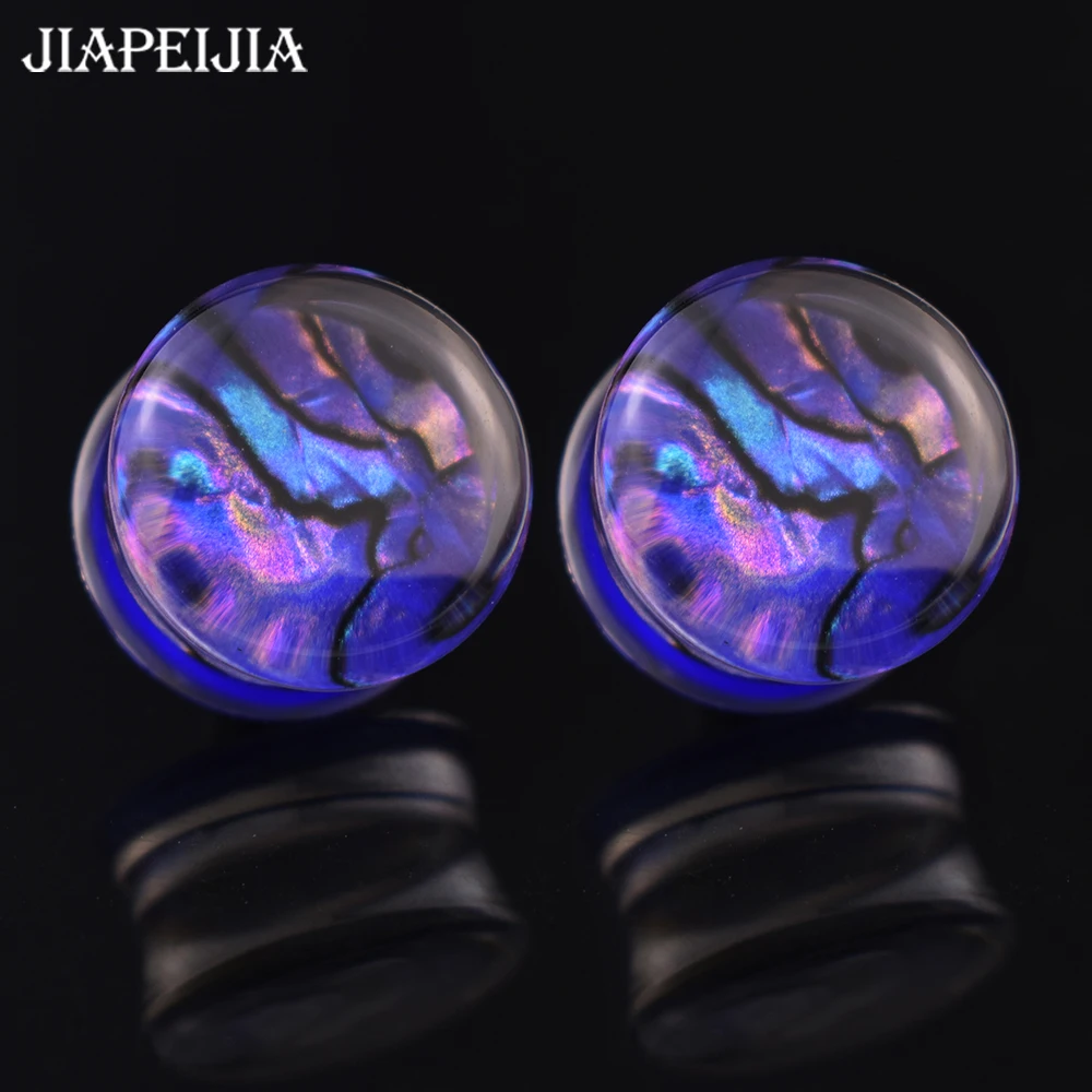 2pcs 6-50mm Multicolor Shell Pattern Ear Plug Tunnels Gauges Ear Stretcher Double Flared Plug Body Piercing Jewelry for Women Me