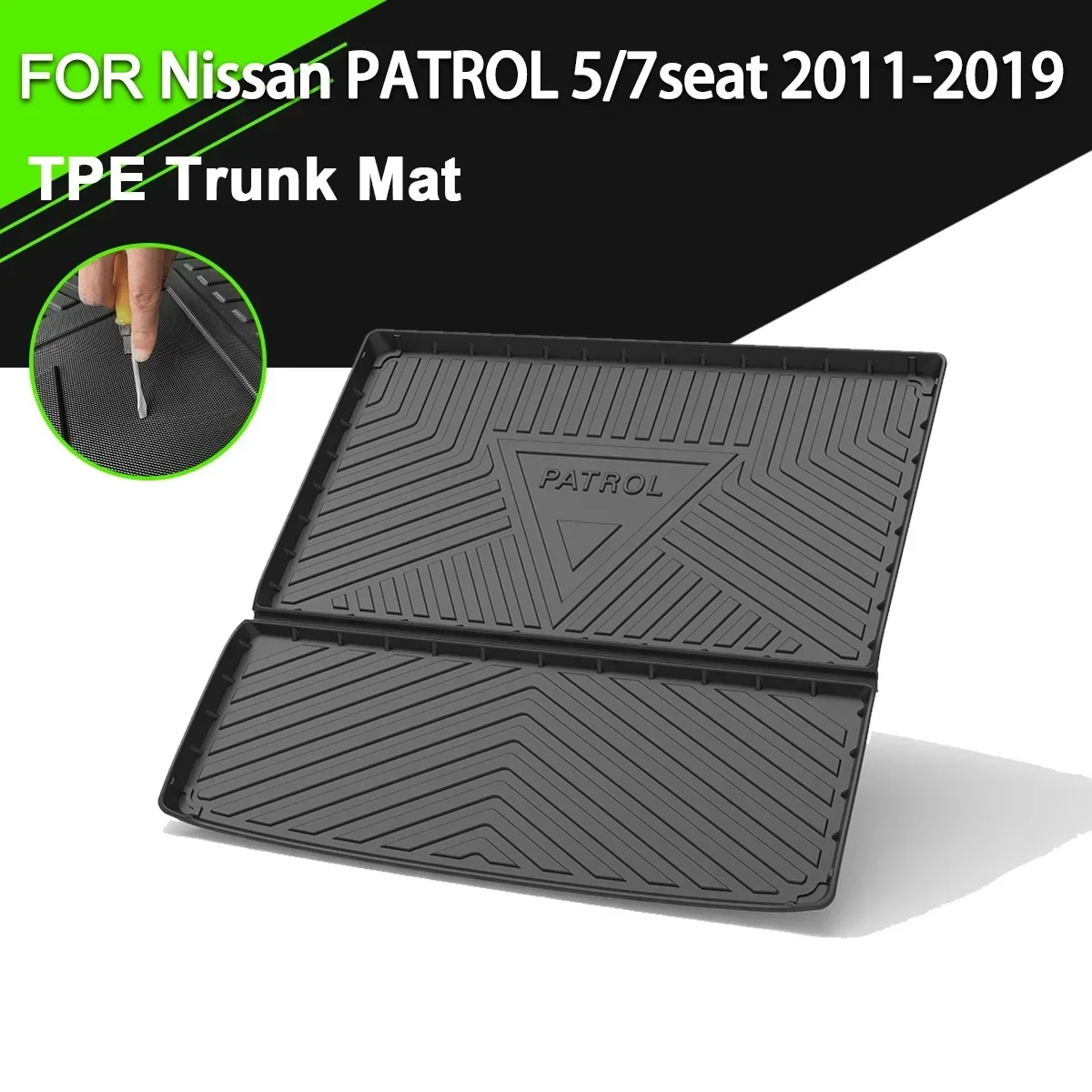 Car Rear Trunk Cover Mat Waterproof Non-Slip Rubber TPE Cargo Liner Accessories For Nissan PATROL 5/7 Seater 2011-2019
