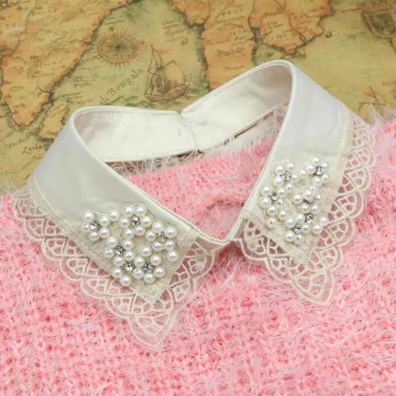 

Korean Fake Shirt Collar Vintage Lace Pearl Necklace Women Fake Collar Decoration Collar Fake Collar Detachable Collar