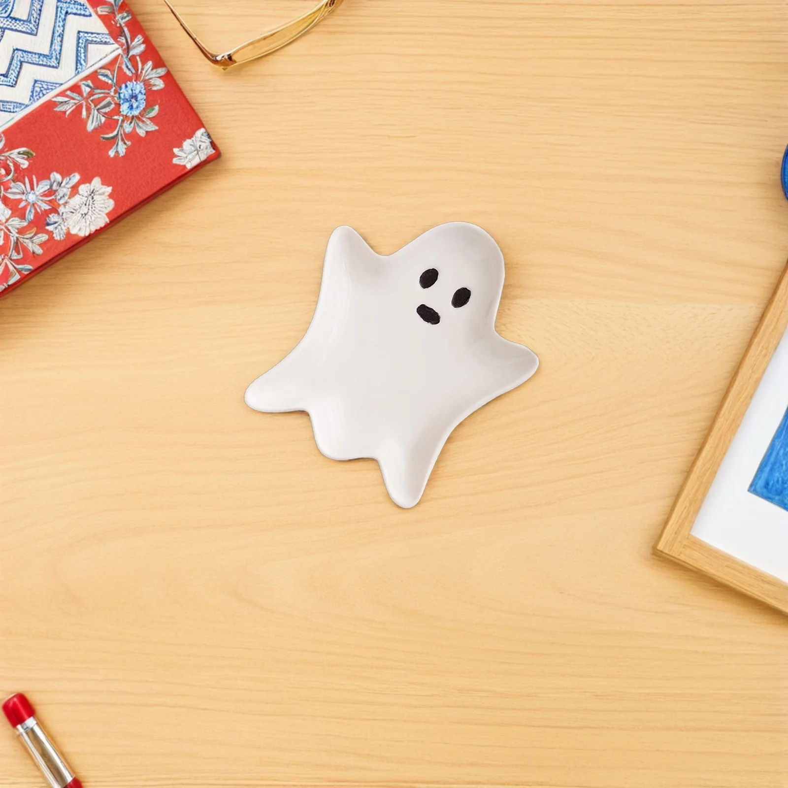 

Jewelry Display Plate Decorative Small Tray Ceramic Storage White Earring Organizer Dish