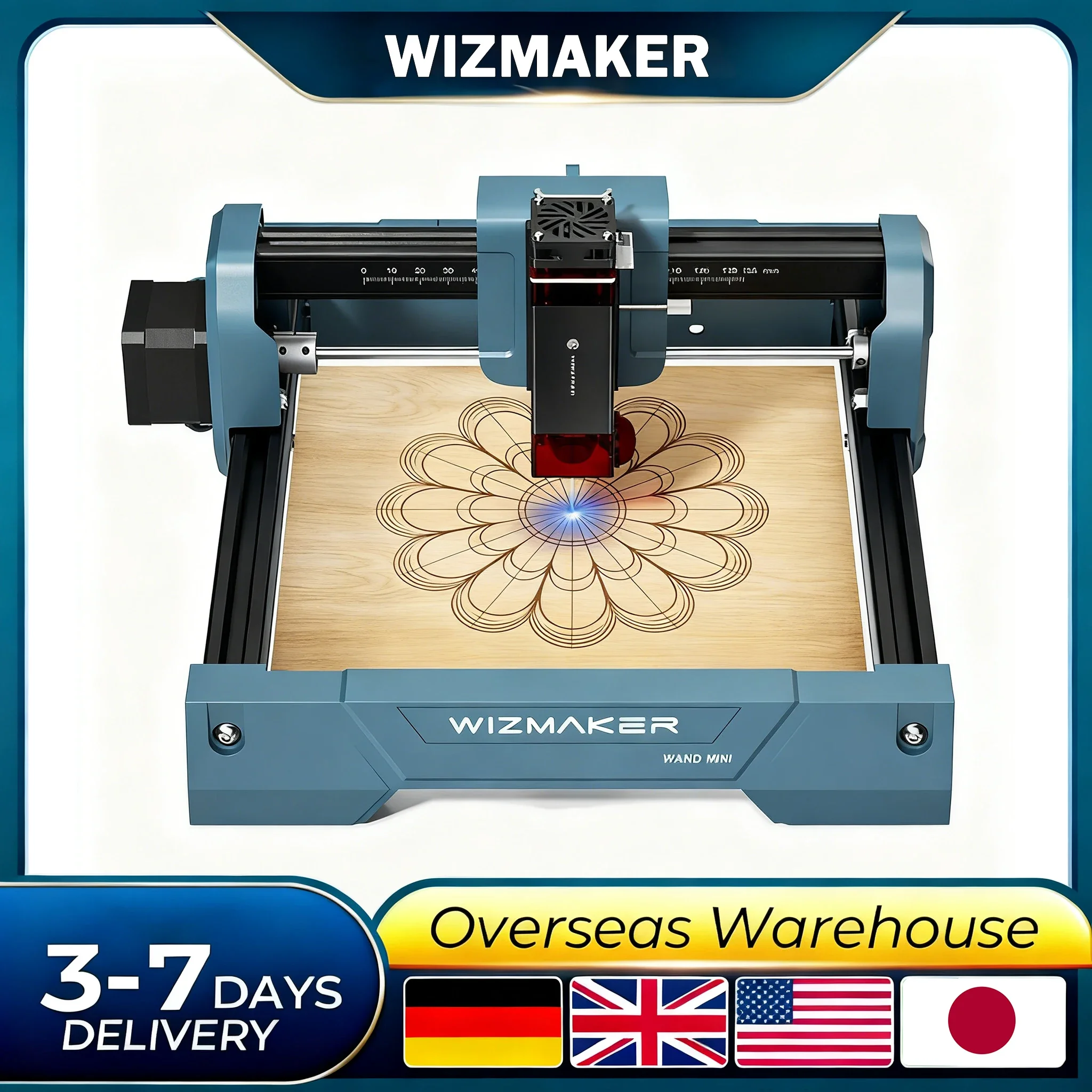 

Профессиональный компактный настольный лазерный гравер WIZMAKER WAND MINI для дерева, кожи, бумаги, с технологией AtomStack AI