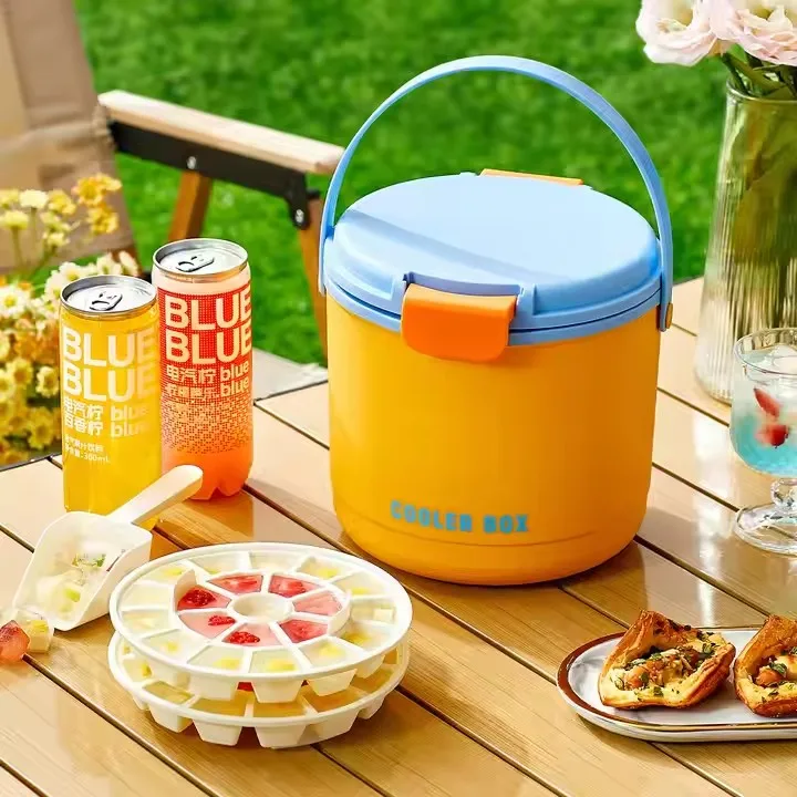 

Portable Drinks Beverage Ice Cooler Box for Camping Picnic Fishing Ice Cube Mold Storage Container Insulated Ice Bucket