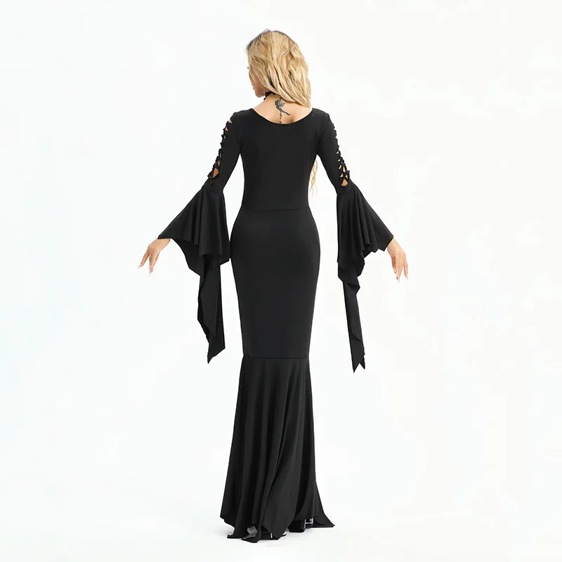 loween Bat Sve Witch Dr Adam's Long Sve Gothic Sle Retro Medieval Skirt Women's Costume Vintage Themed Gown