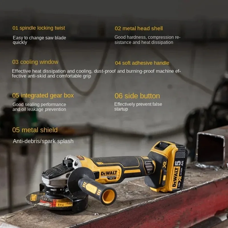 DEWALT-Flat Head Angle Grinder, Bare Machine Tool, máquina de corte, sem escova 18V Lithium Battery Tools, 125mm, DCG405