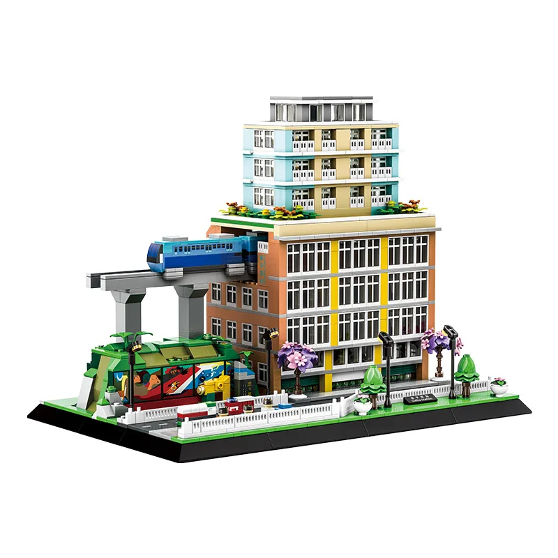 1136 pz Street View Serie Blocchi di Montaggio Cinese Chongqing LiZiba Stazione di Costruzione Modello Giocattoli Educativi Per Bambini Regali