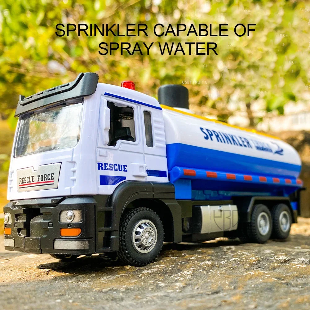 

1/32 Alloy Diecast Sanitation Watering Engineering Car Toy Model Road Sprinkler Pull Back Water Cannon Truck Vehicles For Boys