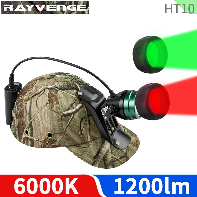 

Dimmable hunting headlights Hunting boar raccoon helmet lamp Outdoor fishing hunting headlamp Red Green replaceable lens lights