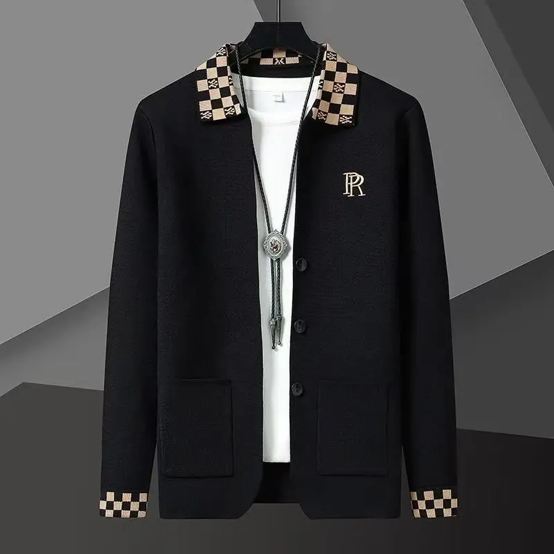 2025 Men's Casual Jacket Cardigan Trendy Sweater Casual Versatile Long Sleeve Top Clothing