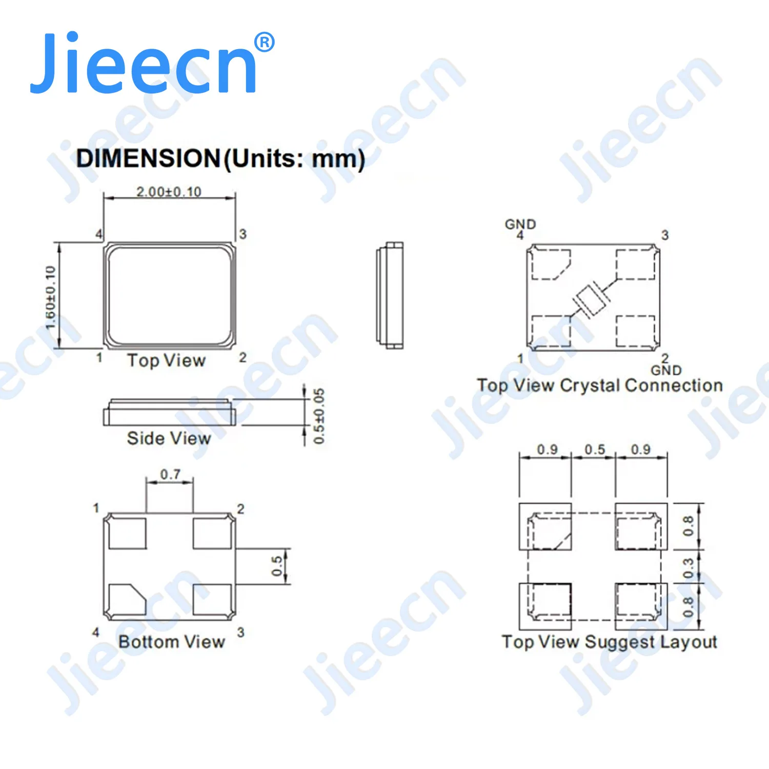 10PPM 500PCS 3000PCS 12M 16M 20M 24M 25M 26M 27M 30M 32M 38.4M 40M 48M 52M Passive quartz crystal oscillator 4Pin 2016 Resonator