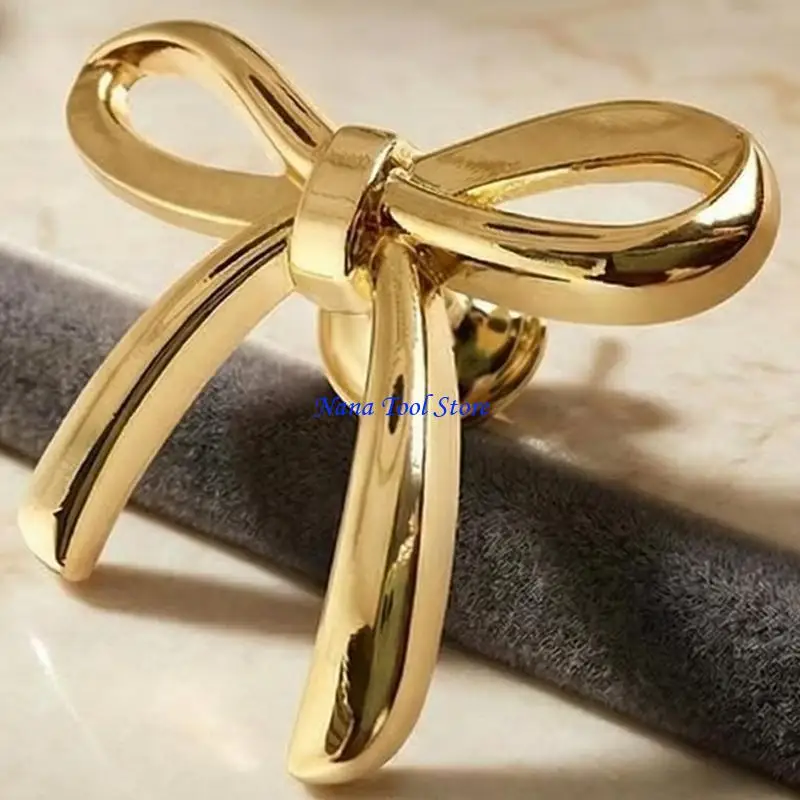 31GJ Unique Wardrobe Knob Metal Cabinet Drawer Handle Cupboard Pulls Bowknot Furniture Decoration Easy to Install