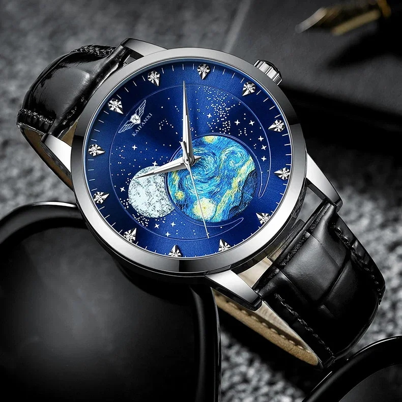 

Men's Tourbillon Automatic Mechanical Watch Leather Moon Phase Function Glow-in-the-dark Waterproof Sports Watch