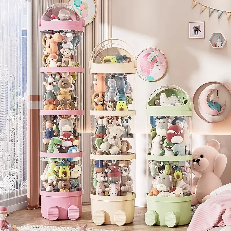 

65cm Plush doll storage transparent with large capacity cylinder Toy Organizer Kid Plushies ToyDisplay Bucket