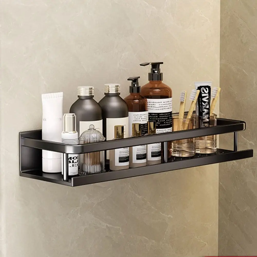 Practical Space Aluminum Bathroom Shelves Black Wall-mounted Shampoo Storage Rack 30-50CM Shower Corner Shelves for Kitchen