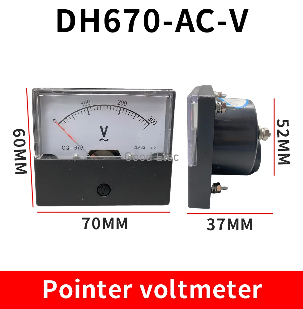 DH-670 AC 5V 10V 15V 20V 30V 50V 100V 150V 200V 250V 300V 500V Analog Panel Meter voltmeter Gauge