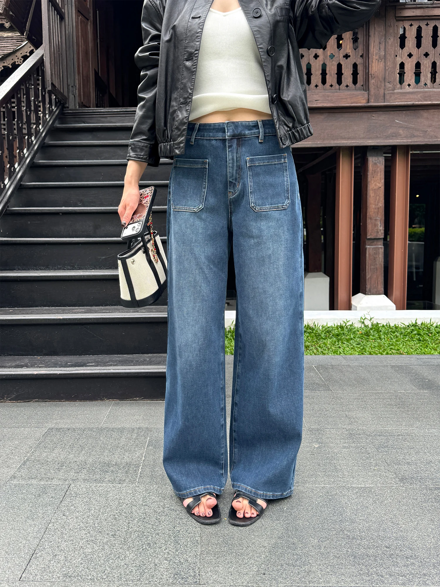 

Loose Wide Leg Jeans Women's Spring Summer New Style Korean Retro Design Sensation Lazy Dragging Straight Leg Pants