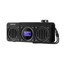 MLOVE-altavoz portátil BV810 con Bluetooth, Radio FM, resistente al agua, pantalla LCD, llamada gratuita HD, ranura para tarjeta Micro SD