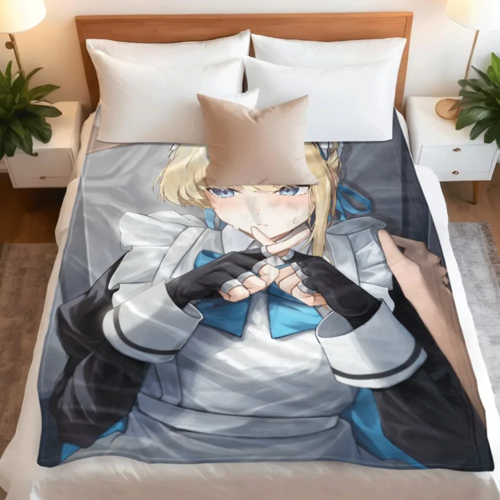 Anime Flannel Throw Blanket Asuma Toki Print Blonde Maid Girl Warm Sofa Bed Blanket Fan Gift