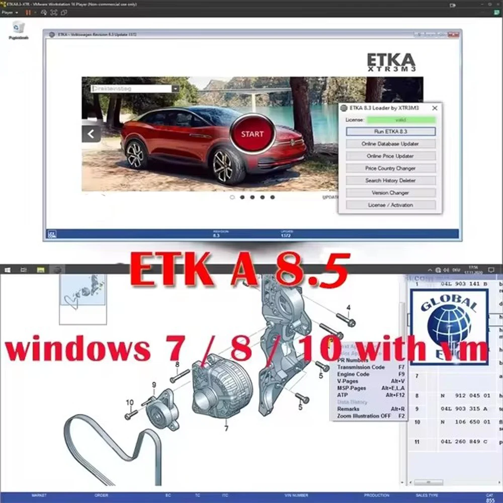 최신 ETK A 8.5 그룹 차량 전자 부품 카탈로그, V/W + AU/DI + SE/AT + SKO/DA etka, 다국어 8.5, 2024 년까지