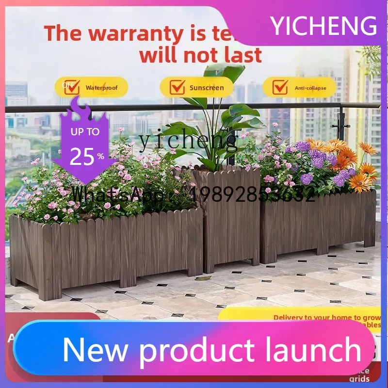 

X3 Outdoor Anti-Corrosion Wood Large Flower Pot Planting Box Balcony Outdoor Solid Wood Vegetable Planting Box