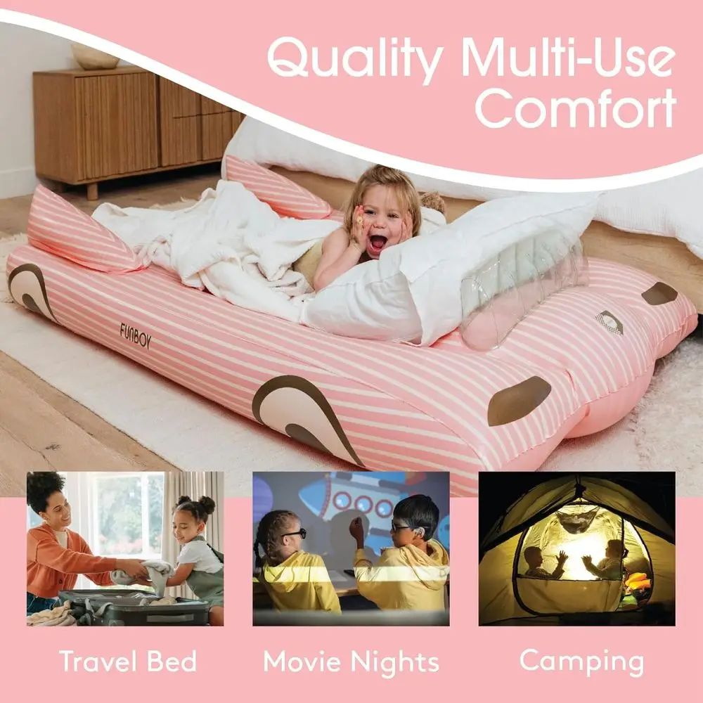 Portable Pink Twin Inflatable Bed with Carry Bag for Kids Sleepovers